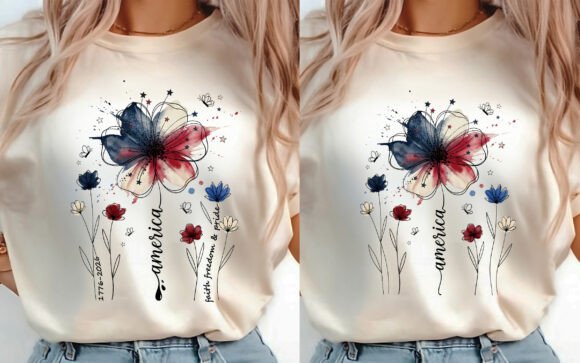Download Boho Floral USA 250 T-shirt Design 2 PNG - Design Collection