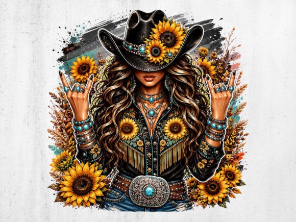 Download Sunflower Cowgirl Western Graphic PNG - Graphic Collection