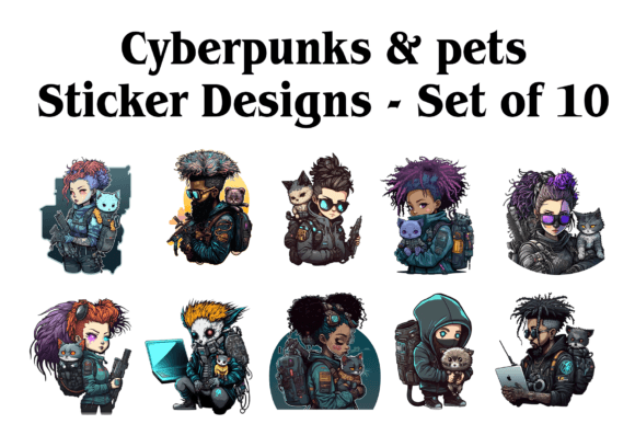 Download Cyberpunks &amp; Pets Sticker Designs - Design Collection