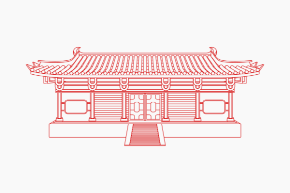 Download Outline Style Wide Chinese Building - Building Collection