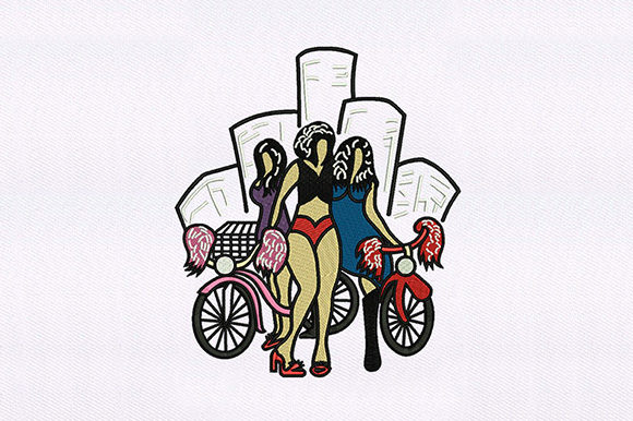 Download Slick Female Cyclists Design - Design Collection