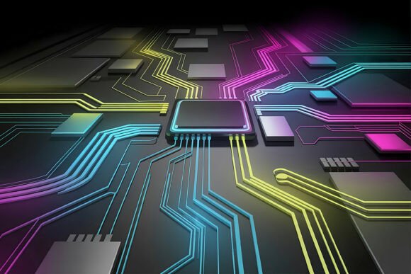 Download Futuristic Circuit Board Grid Design - Design Collection