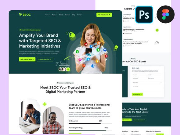 Download SEO &amp; Digital Marketing Figma Design PSD - Design Collection