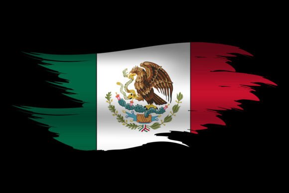 Download Abstract Brush Art Mexico Flag Design Ve - Design Collection