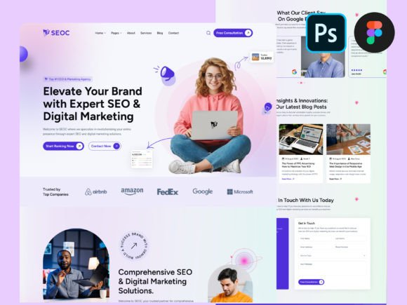 Download SEO &amp; Digital Marketing Figma Design PSD - Design Collection