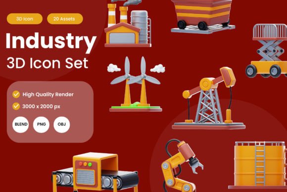 Download 3D Industry Icon Pack - Industry Collection