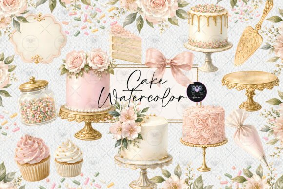 Download Elegant Pink Cake Watercolor Clipart - Pink Collection