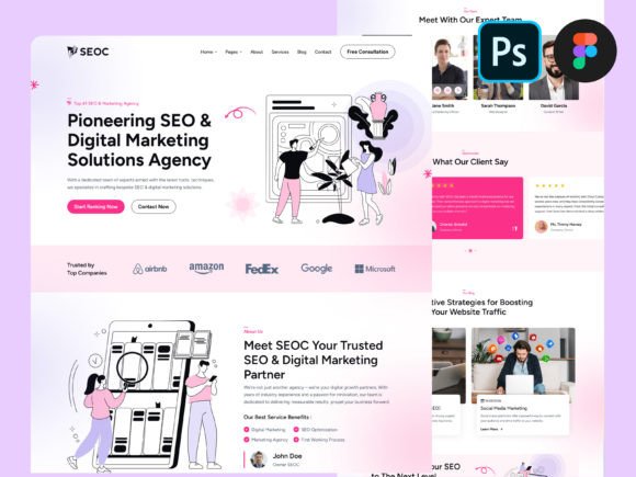 Download SEO &amp; Digital Marketing Figma Design PSD - Design Collection