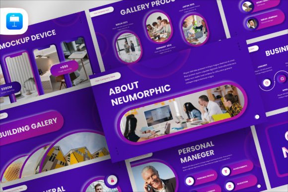 Download Neumorphic Business Keynote Template - Key Collection